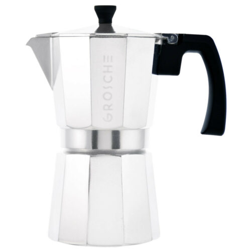 GROSCHE espresso maker stovetop silver 6 cup italian coffee maker