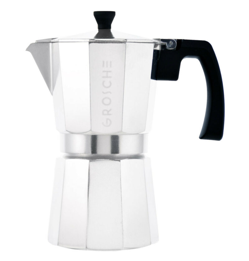 GROSCHE espresso maker stovetop silver 6 cup italian coffee maker