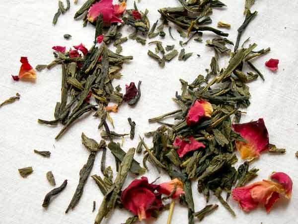 cherry rose sencha tea leaves grosche