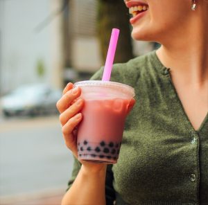 Girl drinking bubble tea