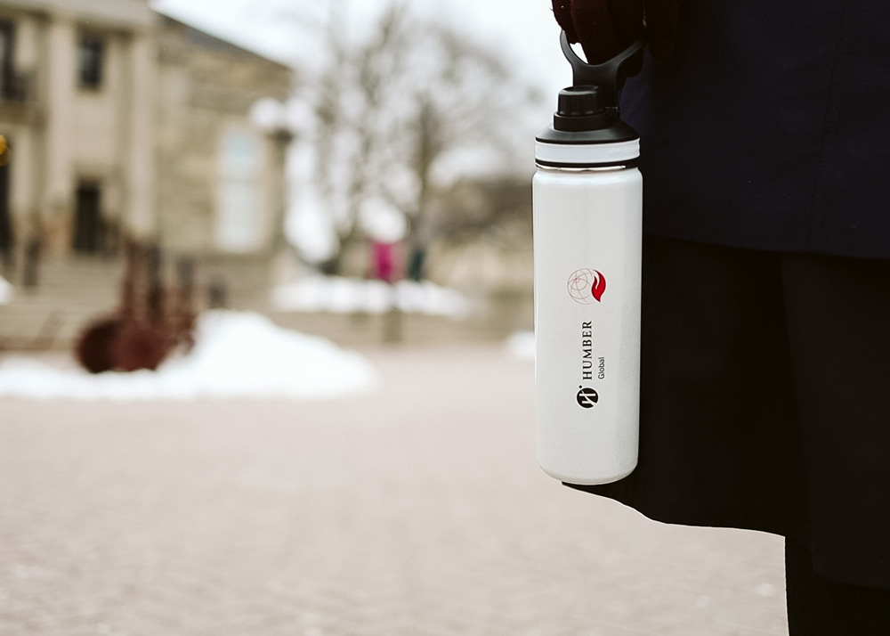 oasis white insulated travel bottle for water infusion flask co brand with your logo