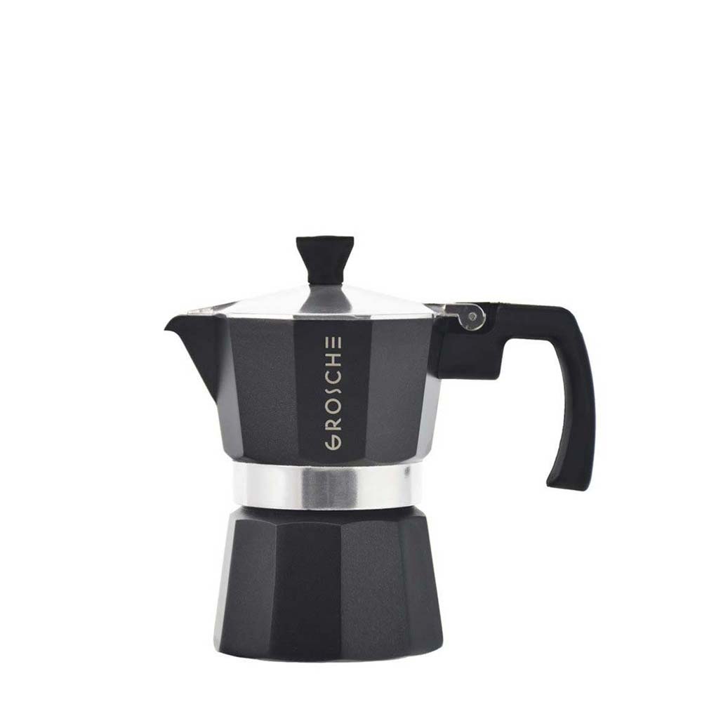 GROSCHE Milano Stovetop Espresso Maker Moka Pot 3 Cup - 5 oz, Black - Cuban Coffee Maker Stove top coffee maker Moka Italian espresso greca coffee maker brewer percolator