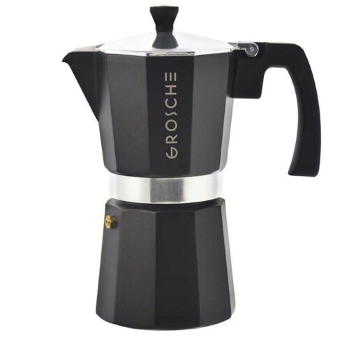 GROSCHE Milano Stovetop Espresso Maker Moka Pot 3 Cup - 5 oz, Black - Cuban Coffee Maker Stove top coffee maker Moka Italian espresso greca coffee maker brewer percolator