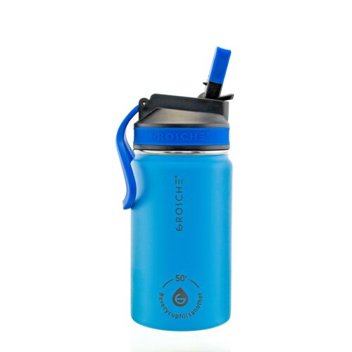 kids water bottle, kids water flask, water bottle for kids blue, sip lid water bottle, 12 oz flask