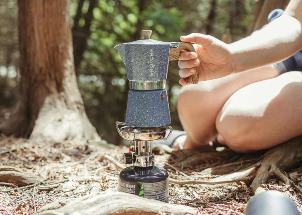 MILANO STONE Best Stovetop Espresso Maker, Camping Coffee Maker, Indigo Blue